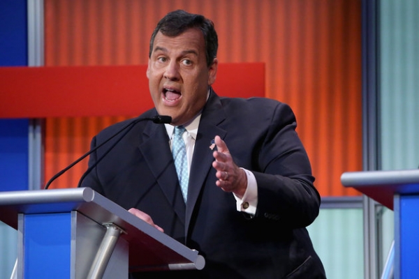 CLEVELAND, OH - AUGUST 06:  Republican presidential candidate New Jersey Gov. Chris Christie participates in the first prime-time presidential debate hosted by FOX News and Facebook at the Quicken Loans Arena August 6, 2015 in Cleveland, Ohio. The top-ten GOP candidates were selected to participate in the debate based on their rank in an average of the five most recent national political polls.  (Photo by Chip Somodevilla/Getty Images)